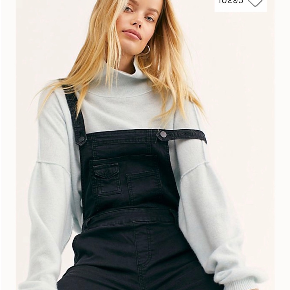 Black Washed Denim Free People Overalls